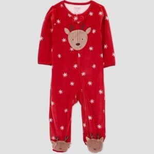 Carter's Festive Red Reindeer Fleece Footie